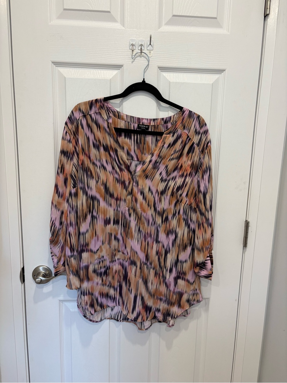 Torrid Pink Multi Print V-Neck Blouse #1269